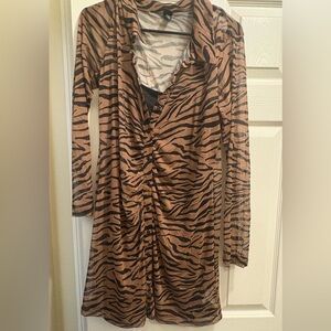 Wild Fable Zebra Print Button-Up Dress